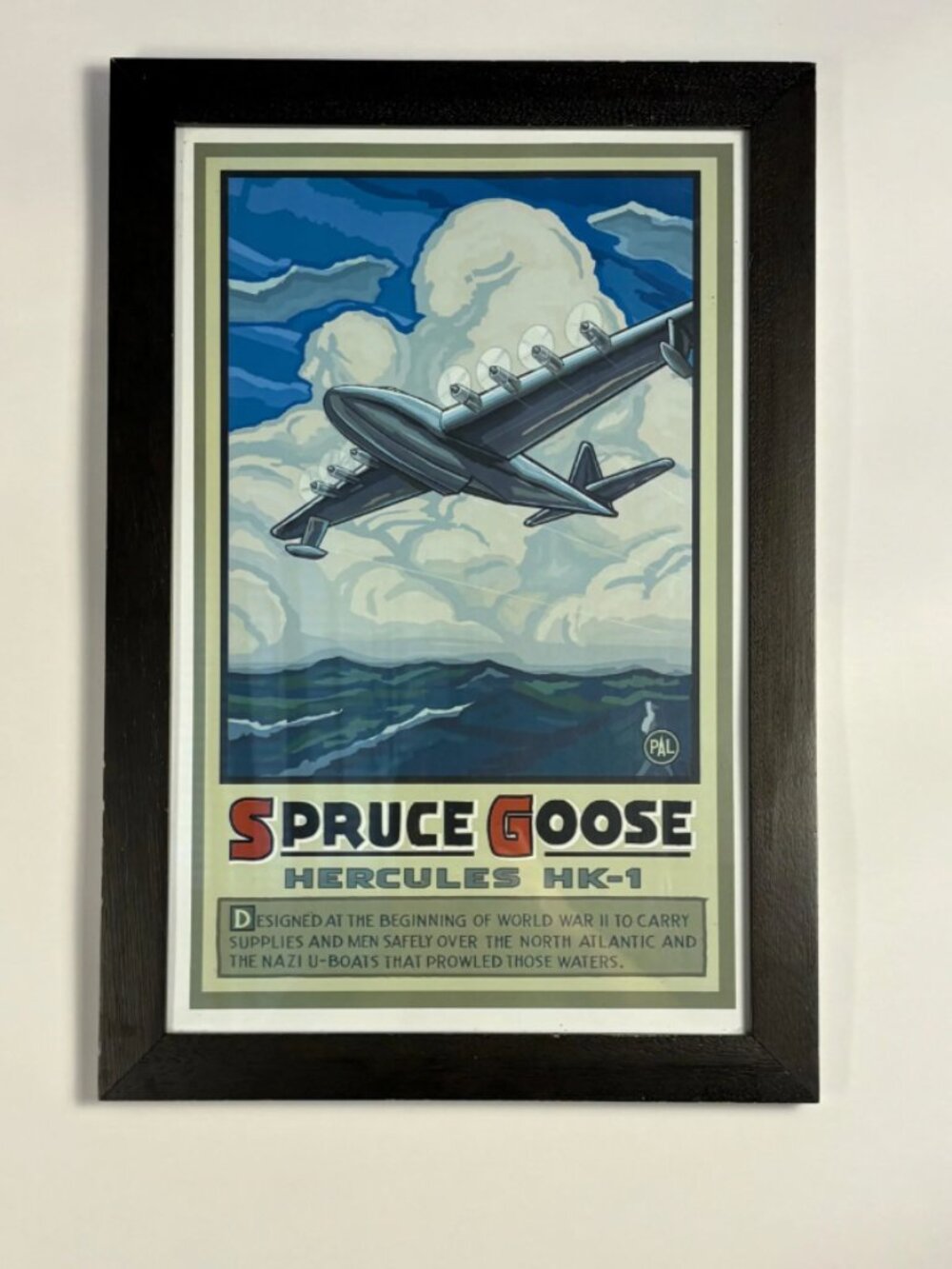 PAUL A LANQUIST Spruce Goose Print Aviation Art - Framed